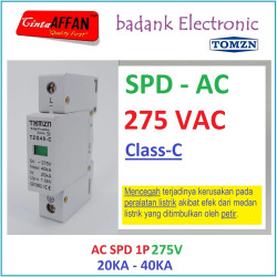 AC SPD 1P 275V 20-40KA Class C Pengaman Petir Surge Arrester AC